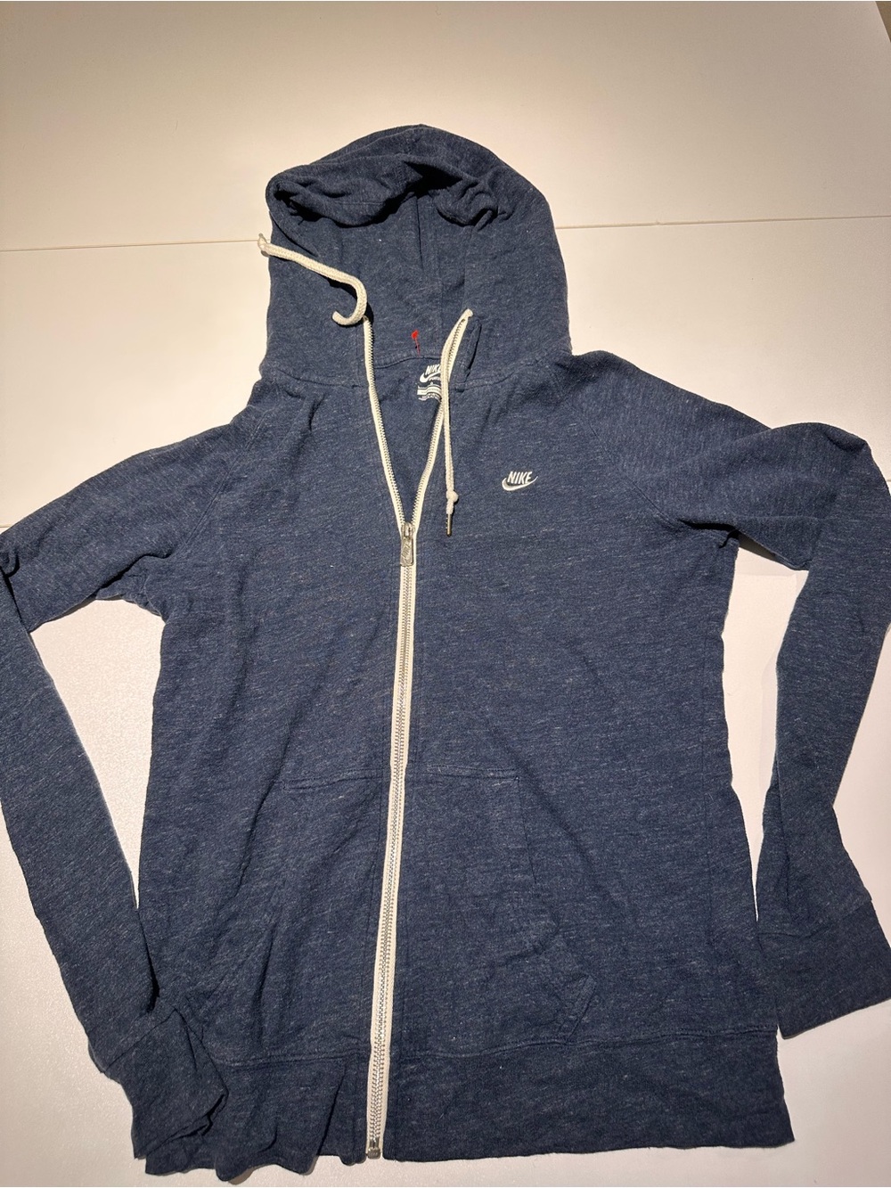 Nike Women's Dark Navy Full-Zip Hoodie with Drawstring